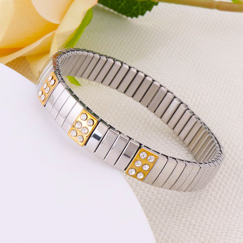 Wholesale Elastic Titanium Steel Diamond Bracelet