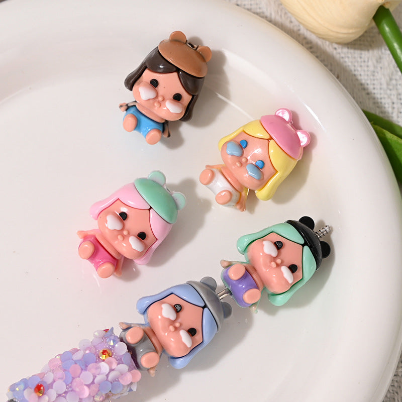 Wholesale 10pcs/pack  Cartoon Sitting Crying Baby Cute Rubber Beads with Holes