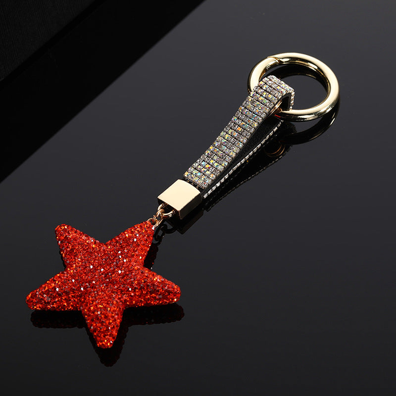 Wholesale Diamond-encrusted Clay Five-pointed Star Metal Keychain