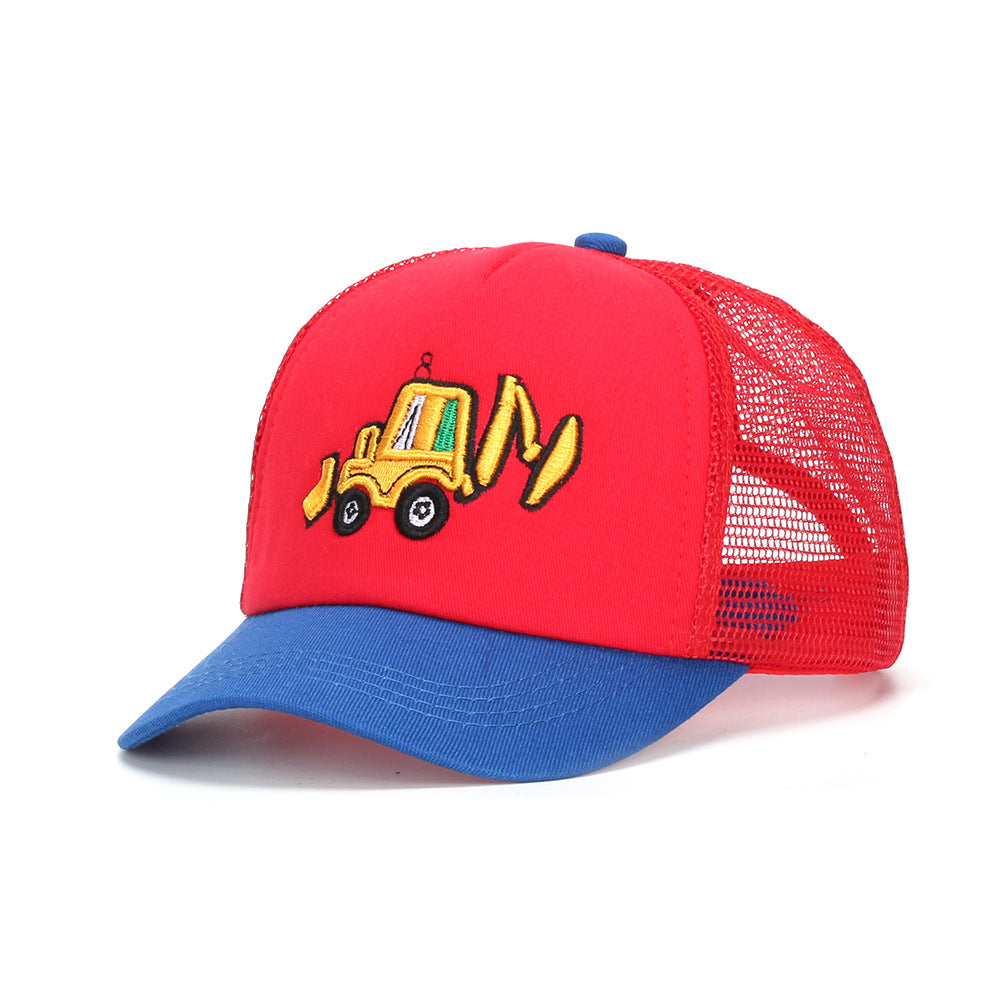 Wholesale Cotton Polyester Cartoon Embroidery Excavator Kids Baseball Cap