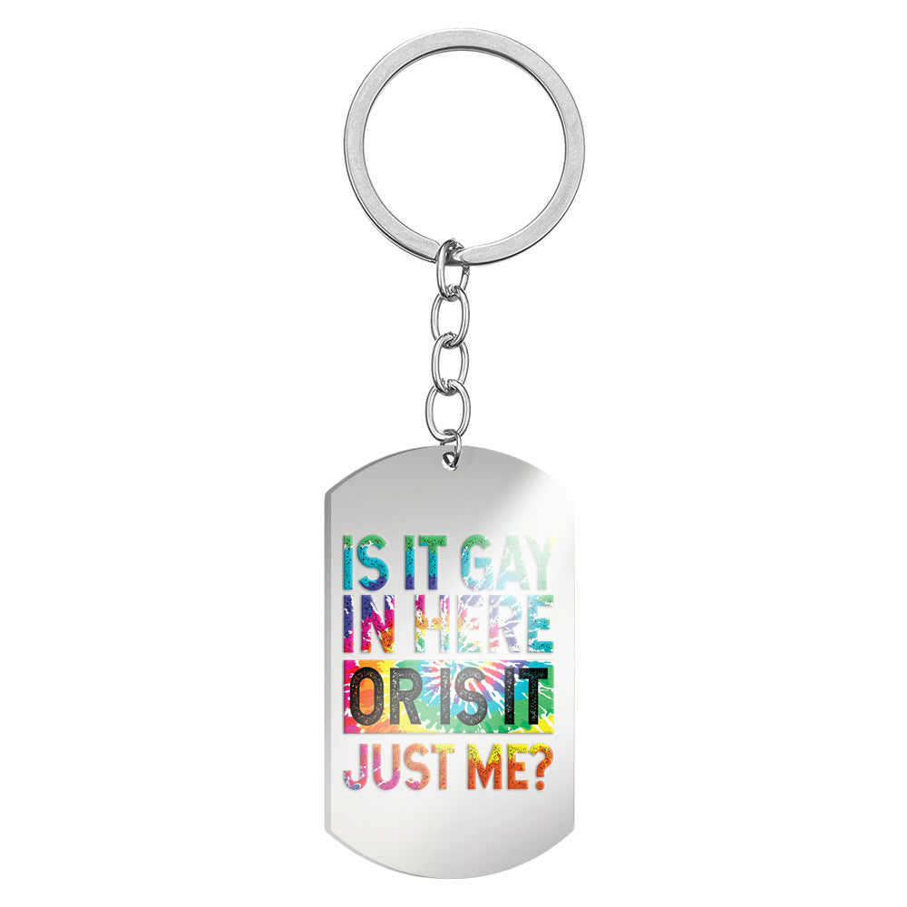 Wholesale 6 Color Alphabet Color Printing Titanium Steel Rainbow Flag Stainless Steel Keychains
