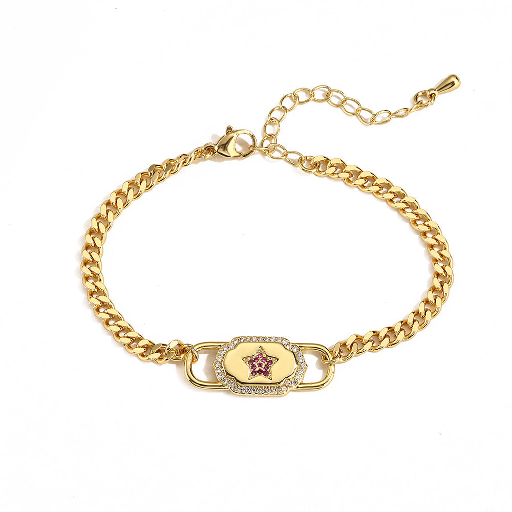 Wholesale Zircon Heart Copper Bracelet