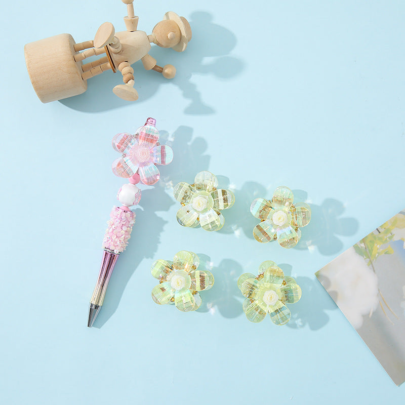 Wholesale 10pcs Heavy Industry Pink Flower Acrylic Handmade Sakura Accessories DIY Beads