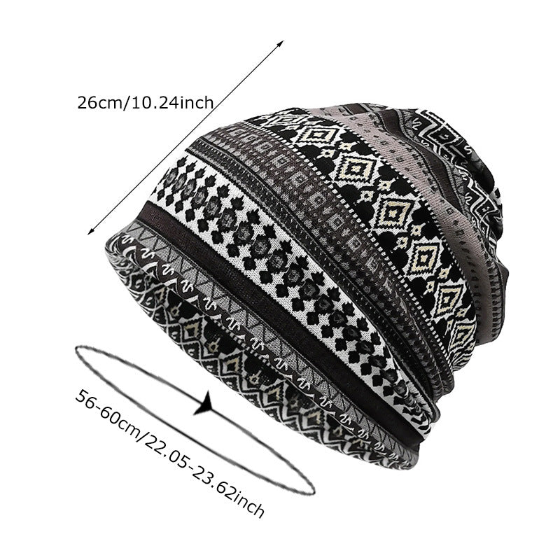 Wholesale Bohemian Style Pile Hat Scarf Dual Purpose Beanie Hat