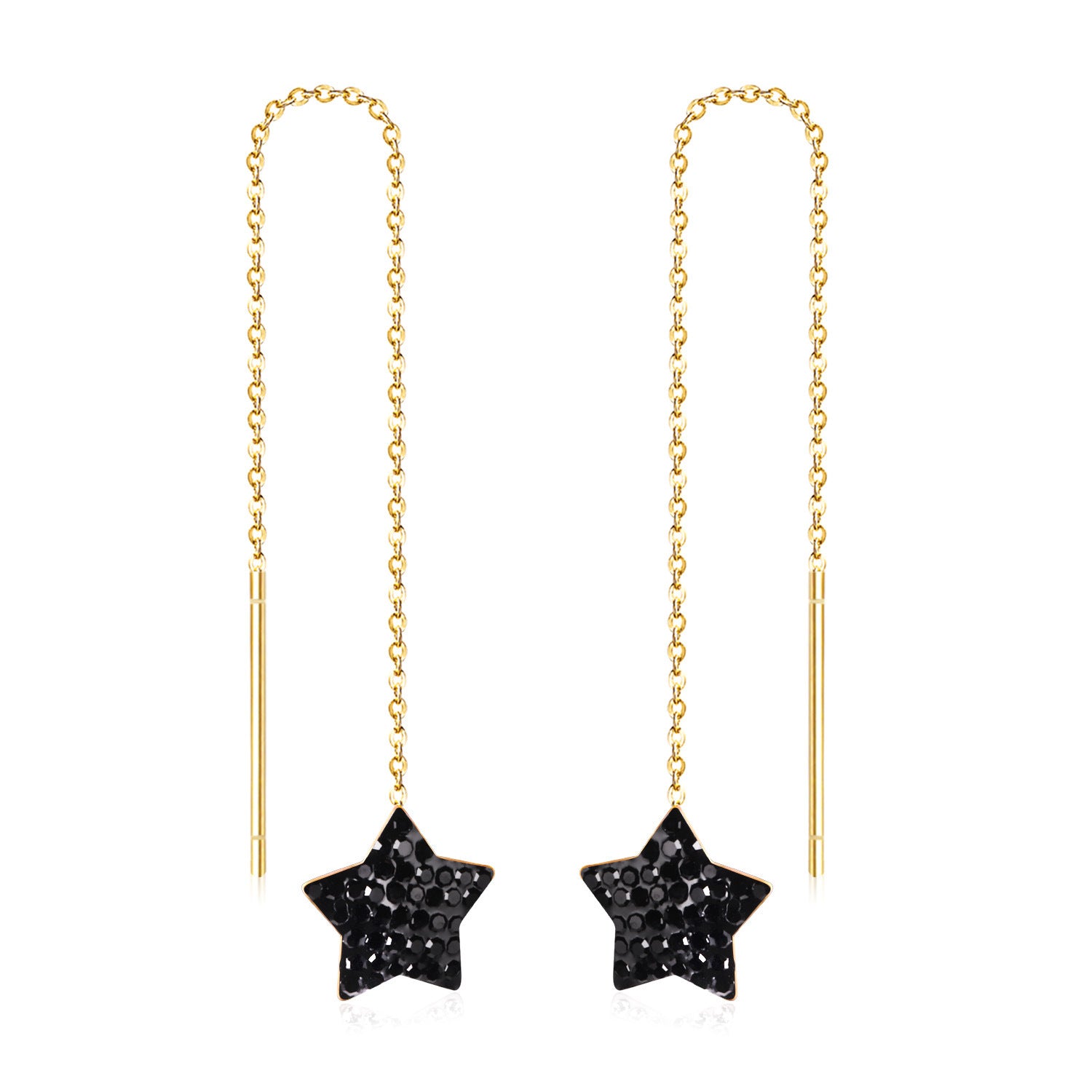 Wholesale Long Stainless Steel Chain Niche Retro Geometric Tassel Earrings