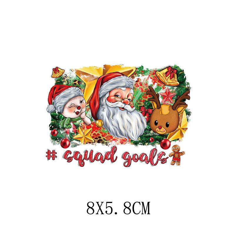 Wholesale Green cartoon Christmas heat transfer pattern   UV DTF Ready to Press Transfers Wraps