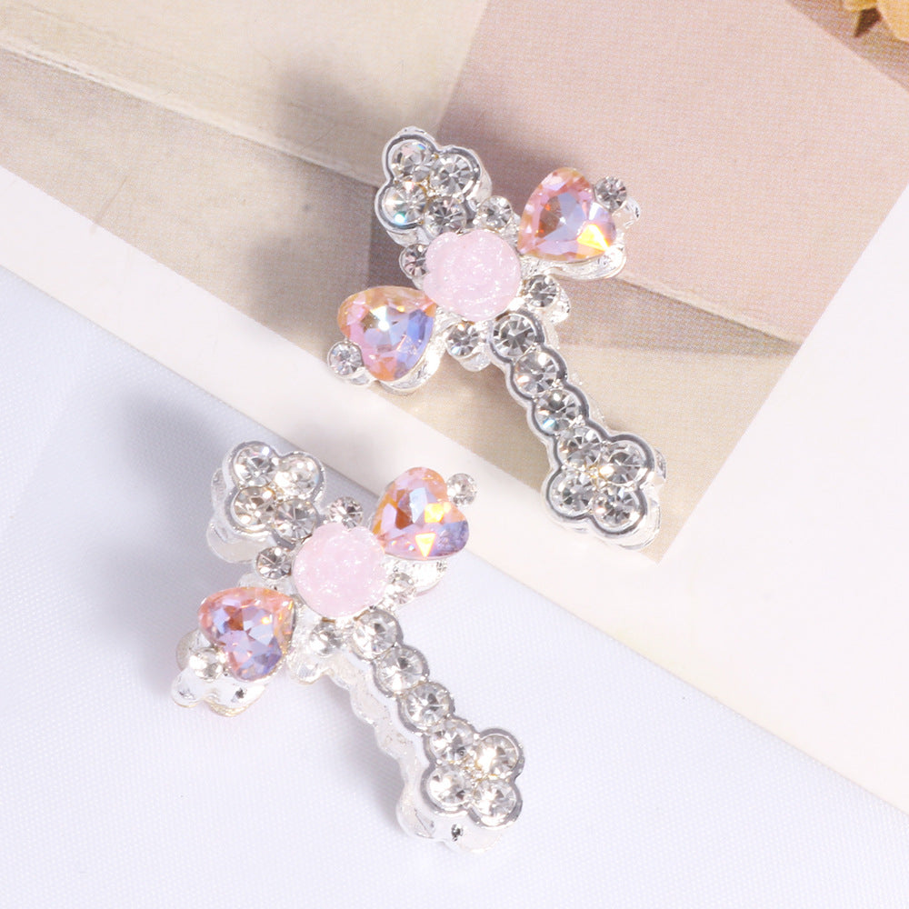 Wholesale 6 pcs/pack double-sided alloy flower-shaped cross DIY jewelry accessories