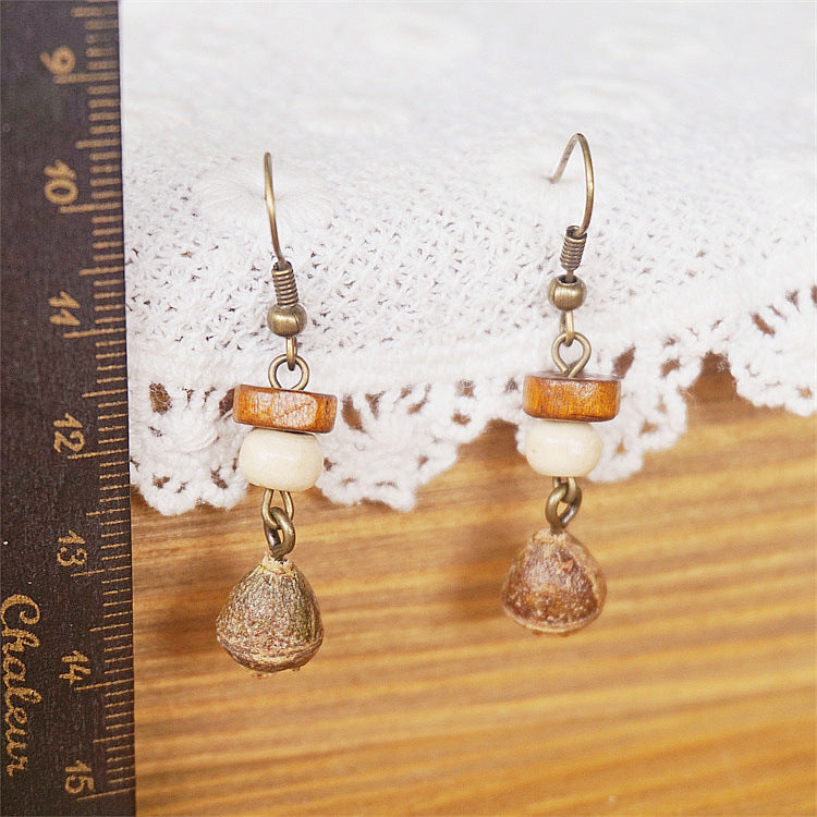 Wholesale Dried Fruit Trees Wooden Earrings