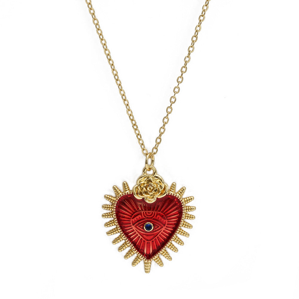 Wholesale dark gothic Devil eye rose love pendant clavicle chain necklace