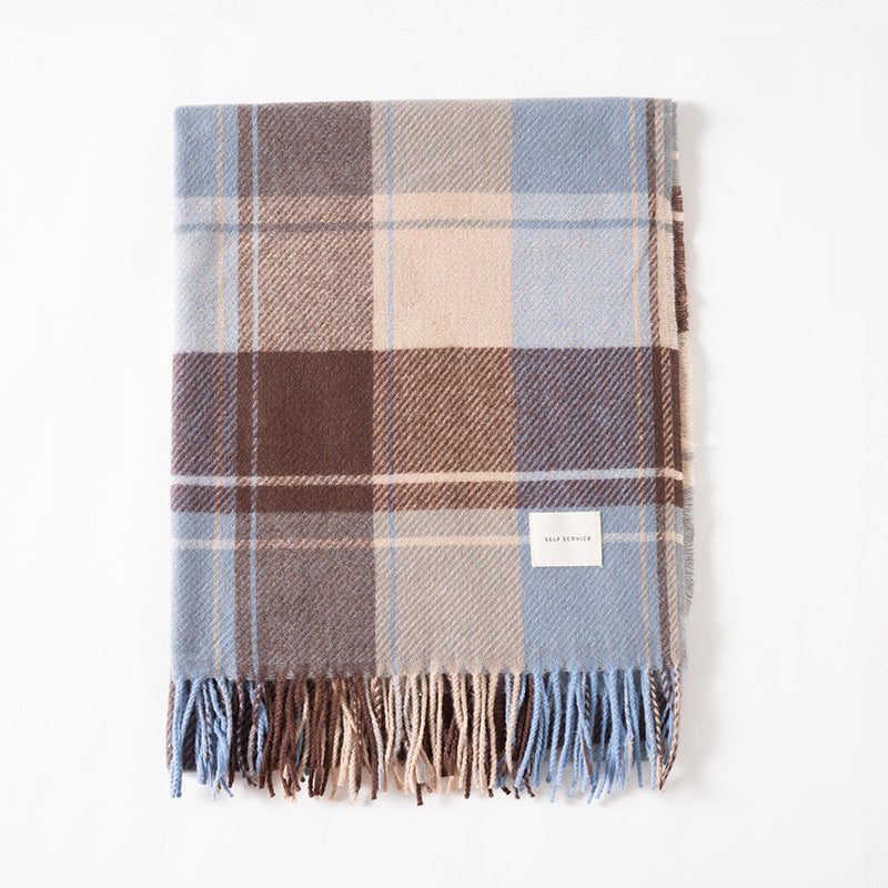 Wholesale Autumn and Winter Plaid Thick Imitation Cashmere Warm Scarf