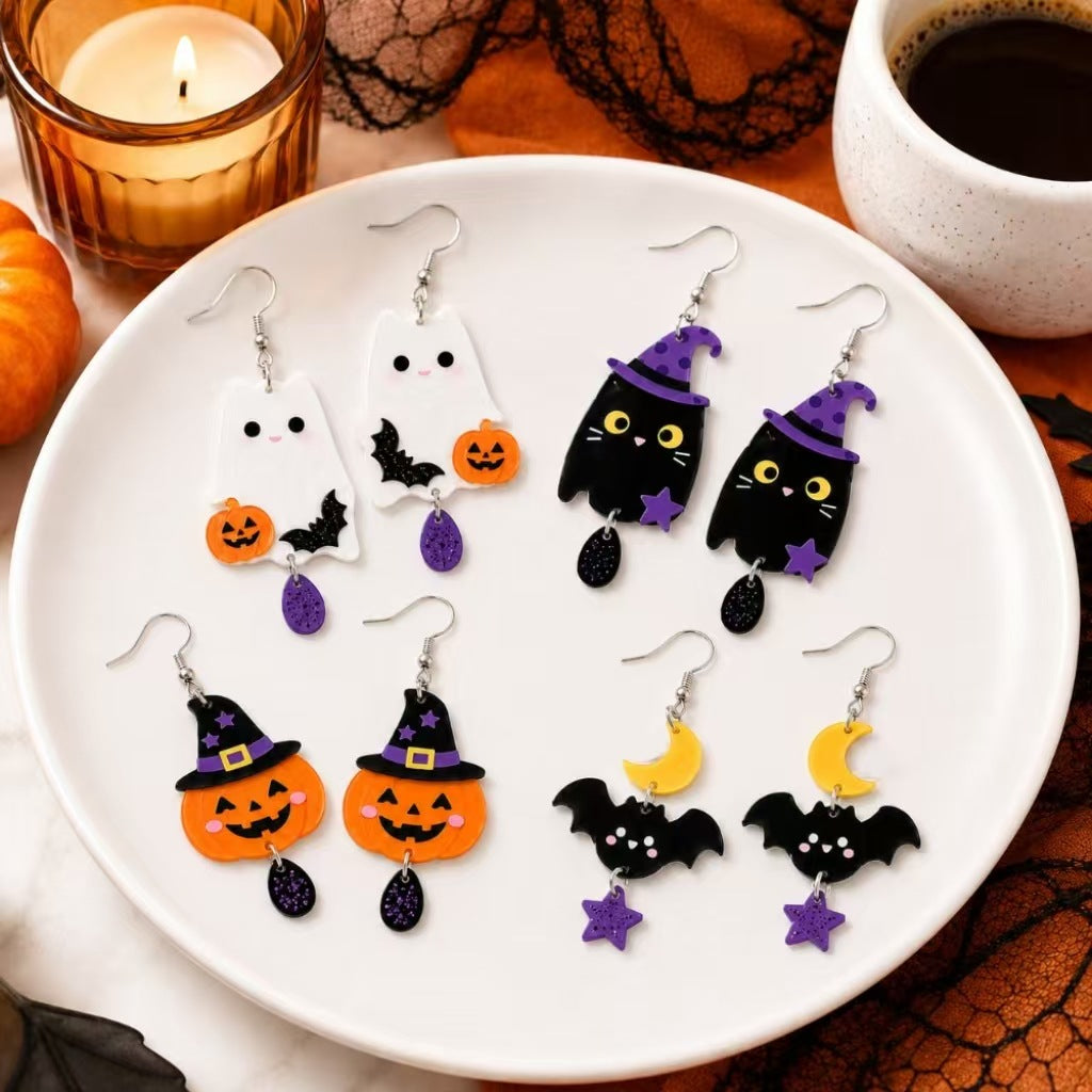 Wholesale Trendy Acrylic Cat Earrings For Women White Cat Christmas  Jewelry Accessory