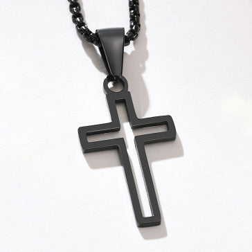 Wholesale Creative hollow cross pearl chain stainless steel necklace