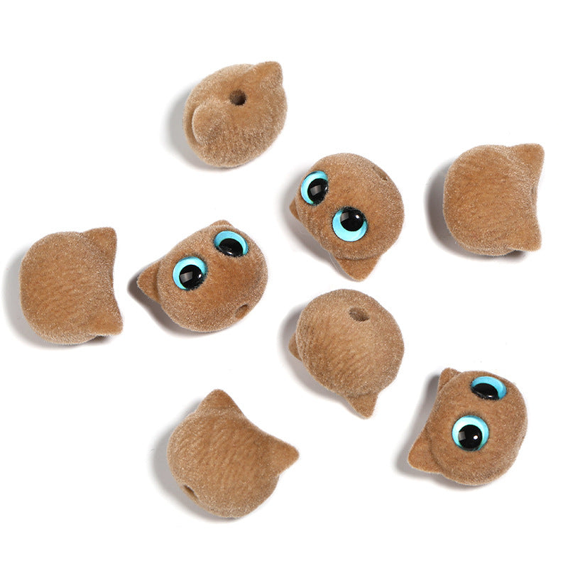 Wholesale 20pcs/pack autumn and winter plush big-eyed cat beads DIY accessories