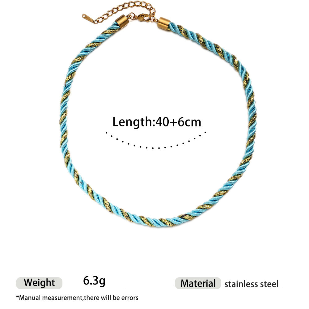 Wholesale Tyna European and American Light Luxury 18K Gold Stainless Steel Conch Sea Star Sun Thick Rope Necklace All-match Cross-border Trendy Jewelry