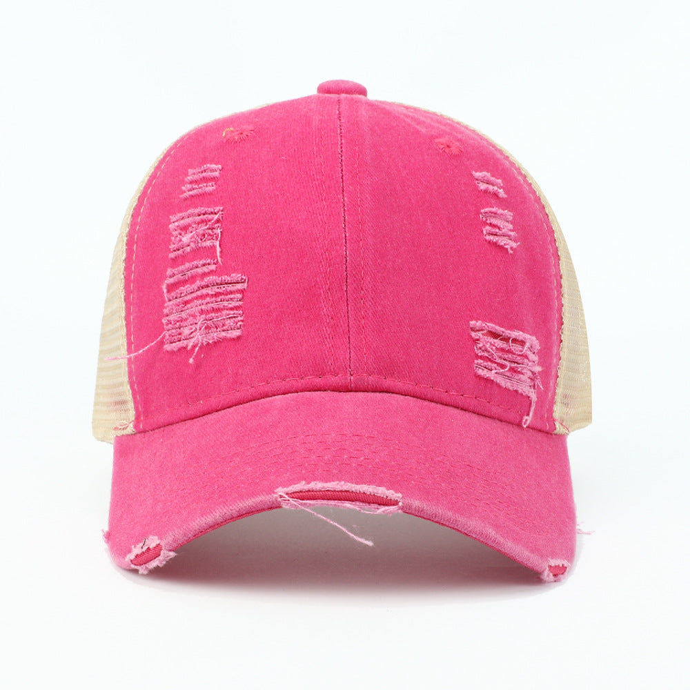 Wholesale Retro Solid Color Light Plate Hole Washed Sunshade Hat