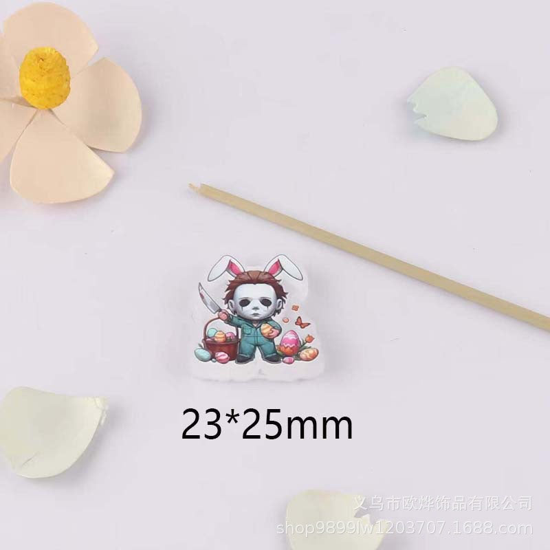 Wholesale 10pcs Cartoon print transparent acrylic beads OLY Exclusive