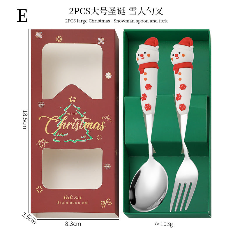 Wholesale Christmas Tableware Dessert Spoon Fork Cartoon  Spoon