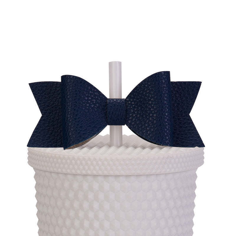 Wholesale Durian Cup Leather Straw Cup Accessories Bow Straw Cover Sticker