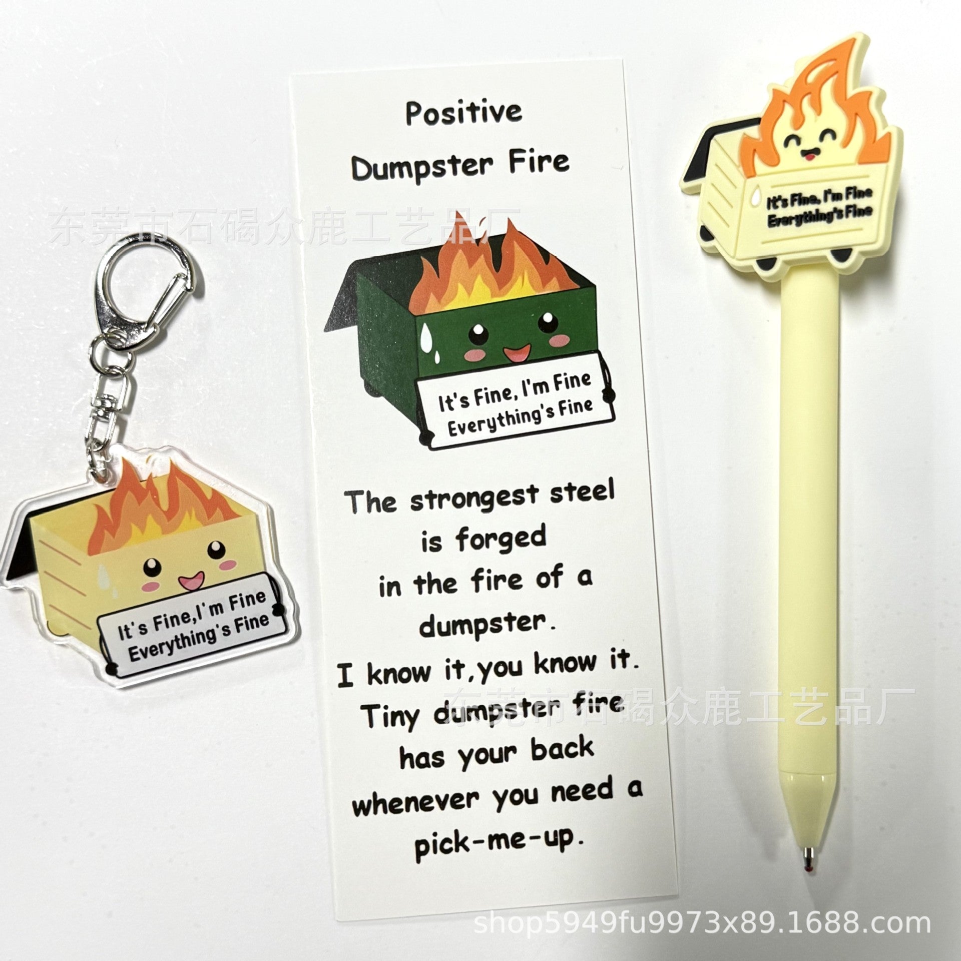 Wholesale Creative Trash Can Ballpoint Pen Acrylic Keychain