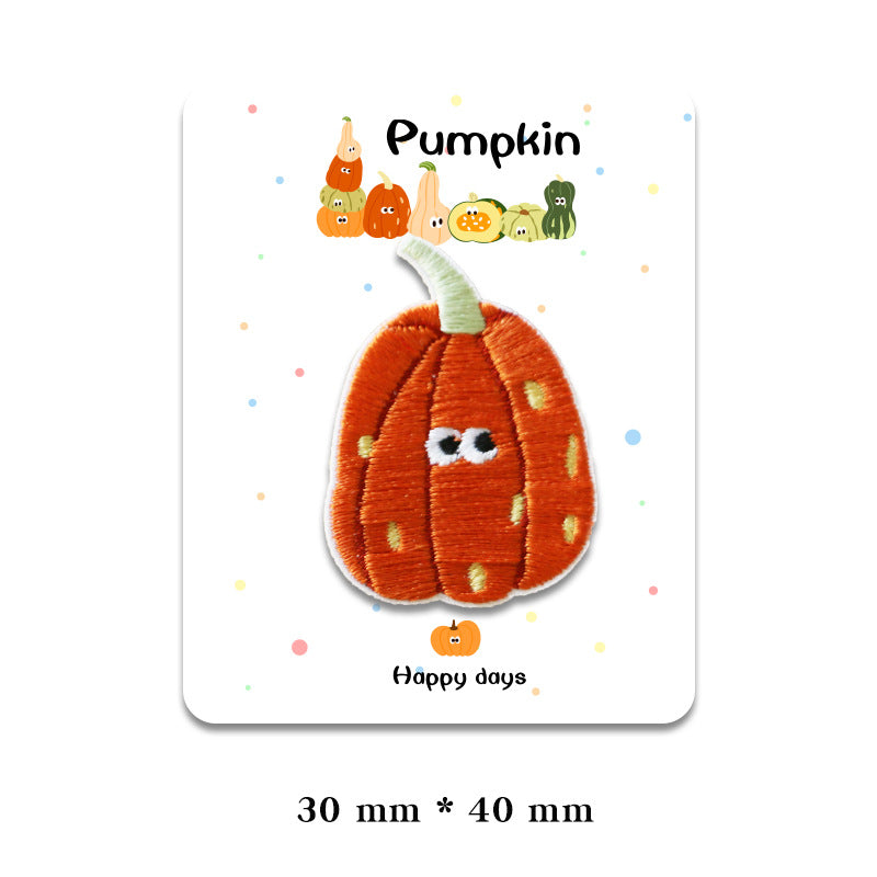 Wholesale Self-adhesive funny pumpkin embroidered patch FS