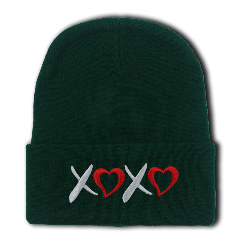 Wholesale Valentine's Day XOXO embroidery knitted hat for men and women couples autumn and winter warm wool hat leisure all-match cold hat tide