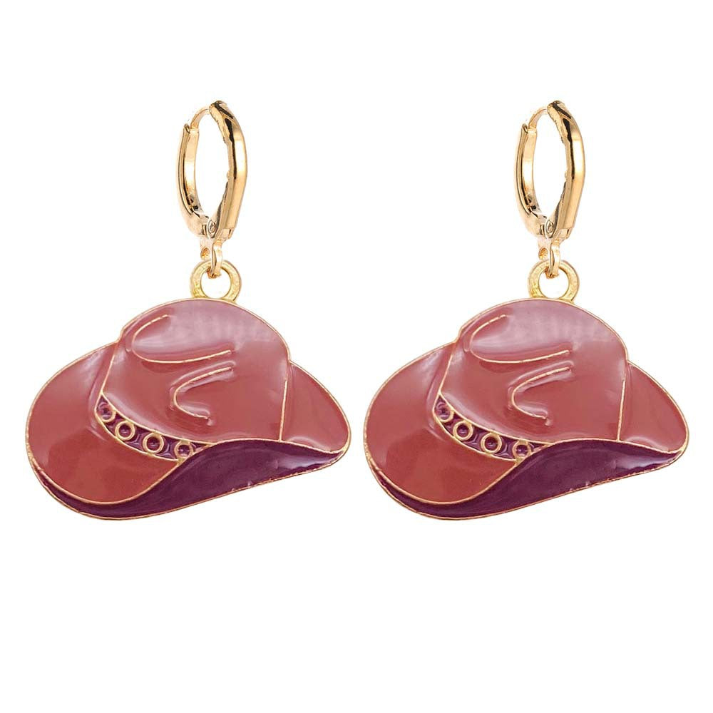 Wholesale Vintage Bull Head Pink Hat Cowboy Boots Earrings