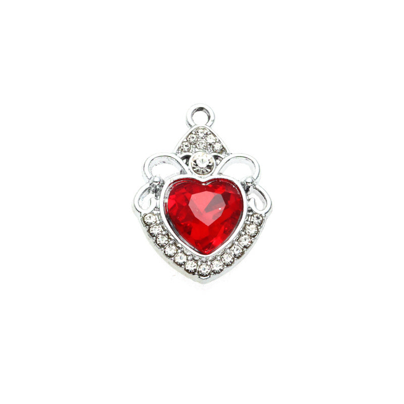 Wholesale 10pcs Crown Love Colored Gemstone Pendant with Diamonds