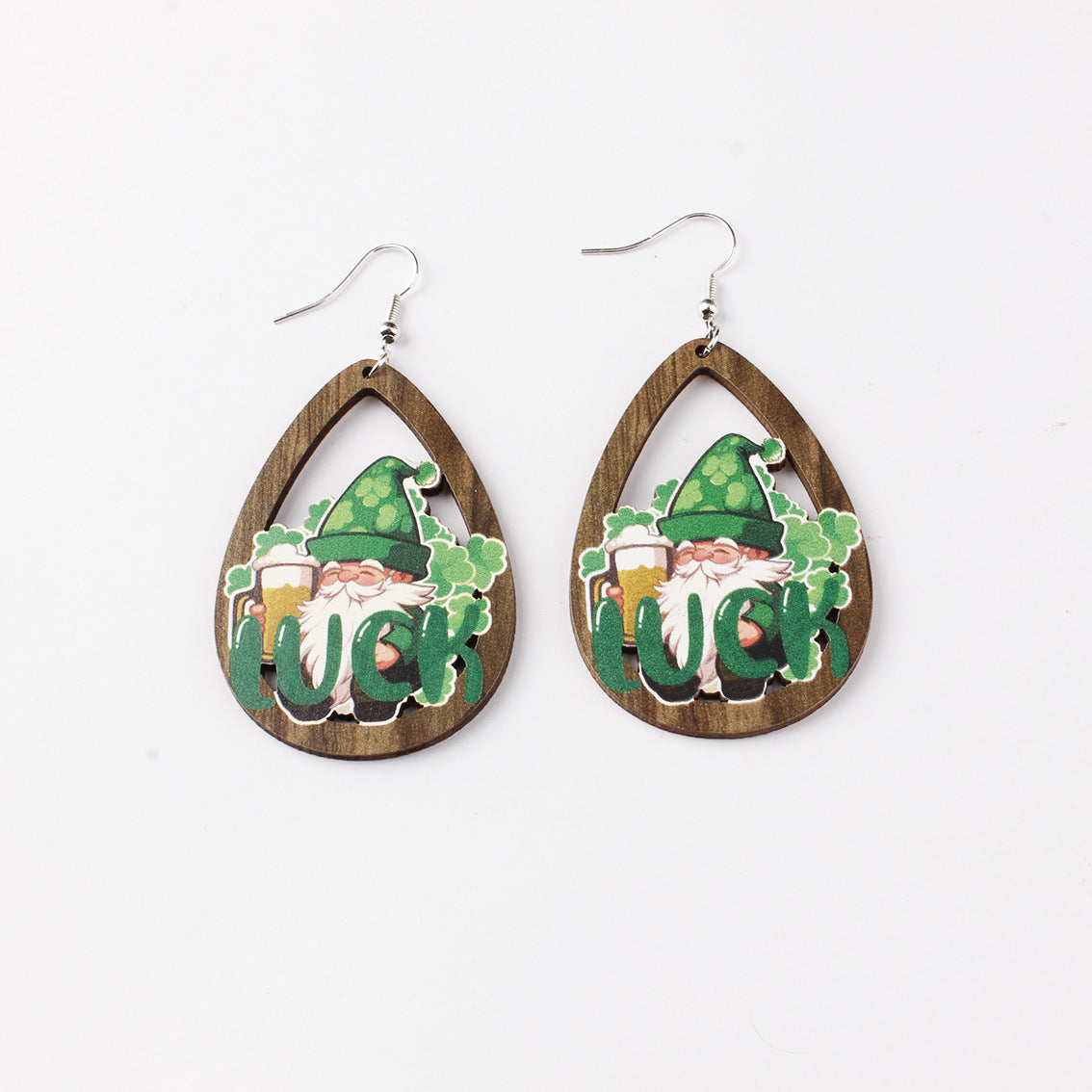 Wholesale Carnival Printed Wooden Drop Earrings