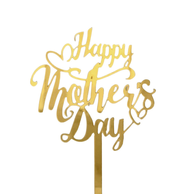 Wholesale 10PCS/PACK Mother's Day Happy Acrylic Cake Insertion