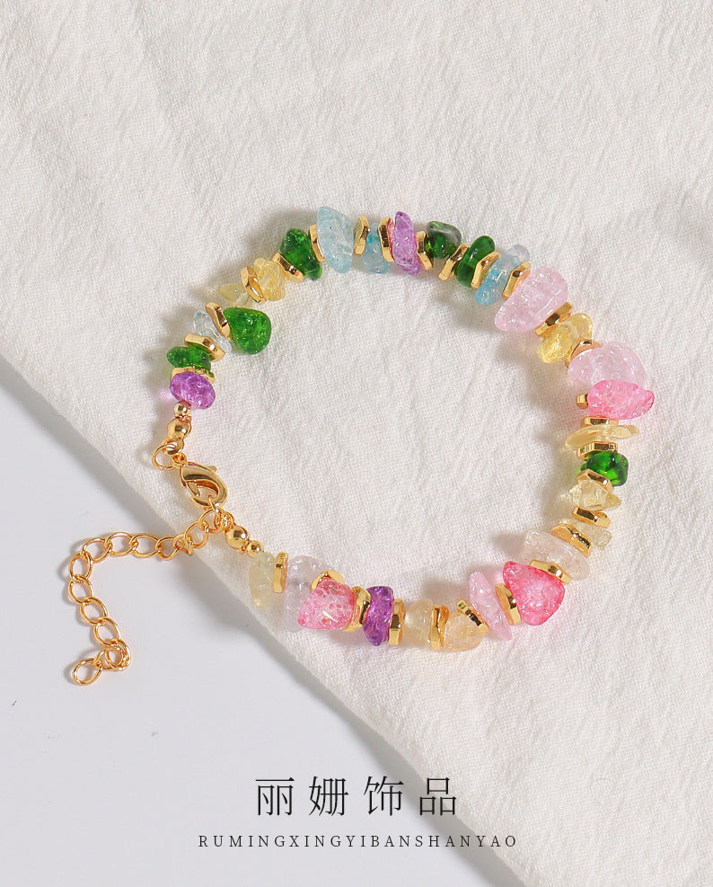Wholesale Irregular Colored Crushed Stone Copper Bracelet