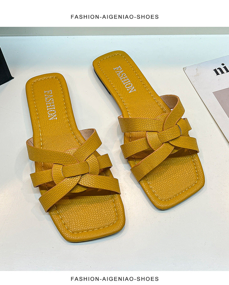 Wholesale Braided Flat Beach Slippers