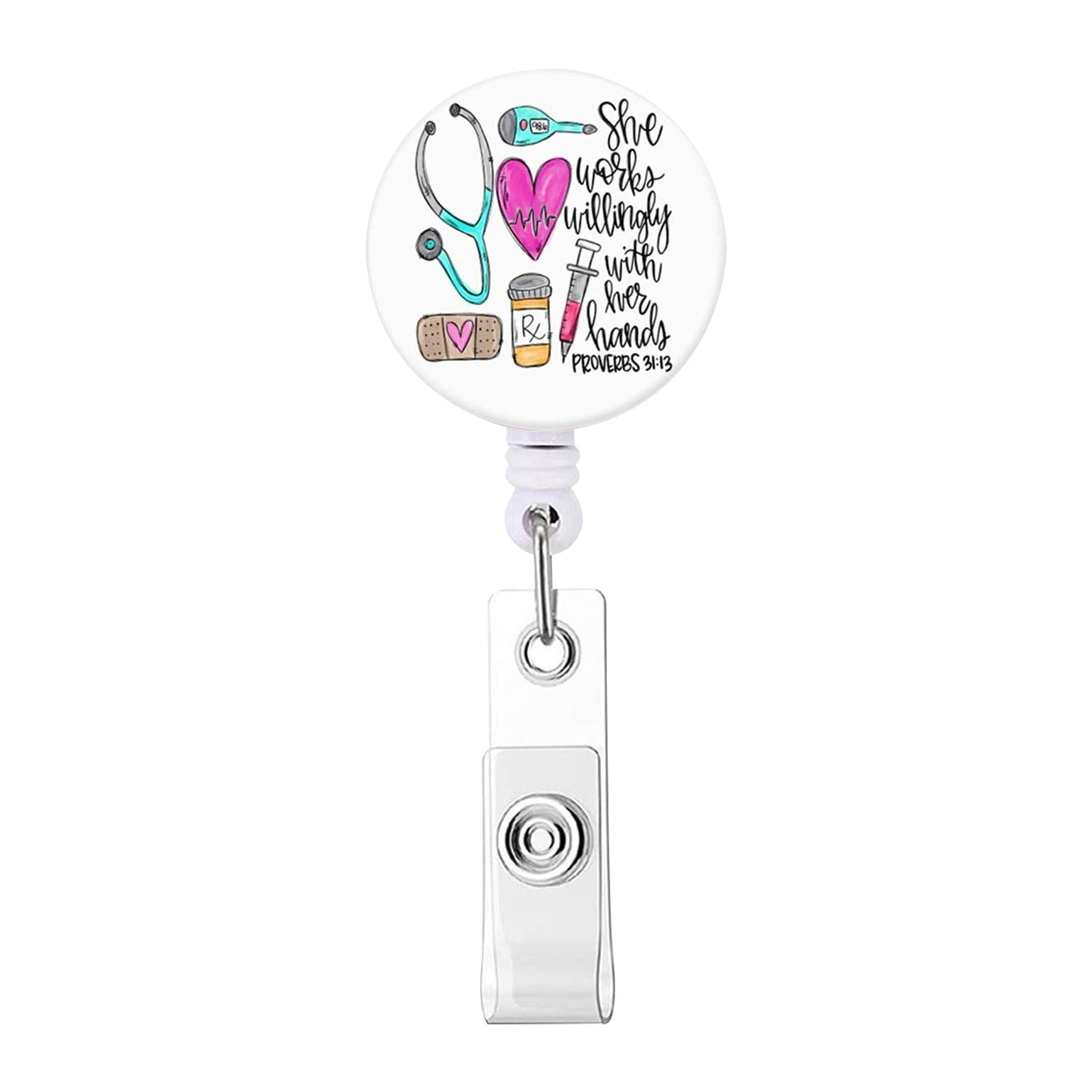 Wholesale Doctor and nurse cartoon printing retractable rotating easy pull