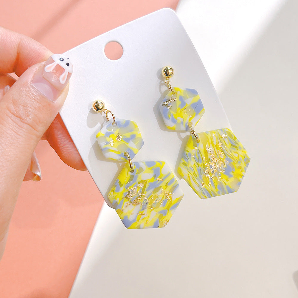 Wholesale Starry Sky sy Soft Ceramic Geometric Splicing Earrings