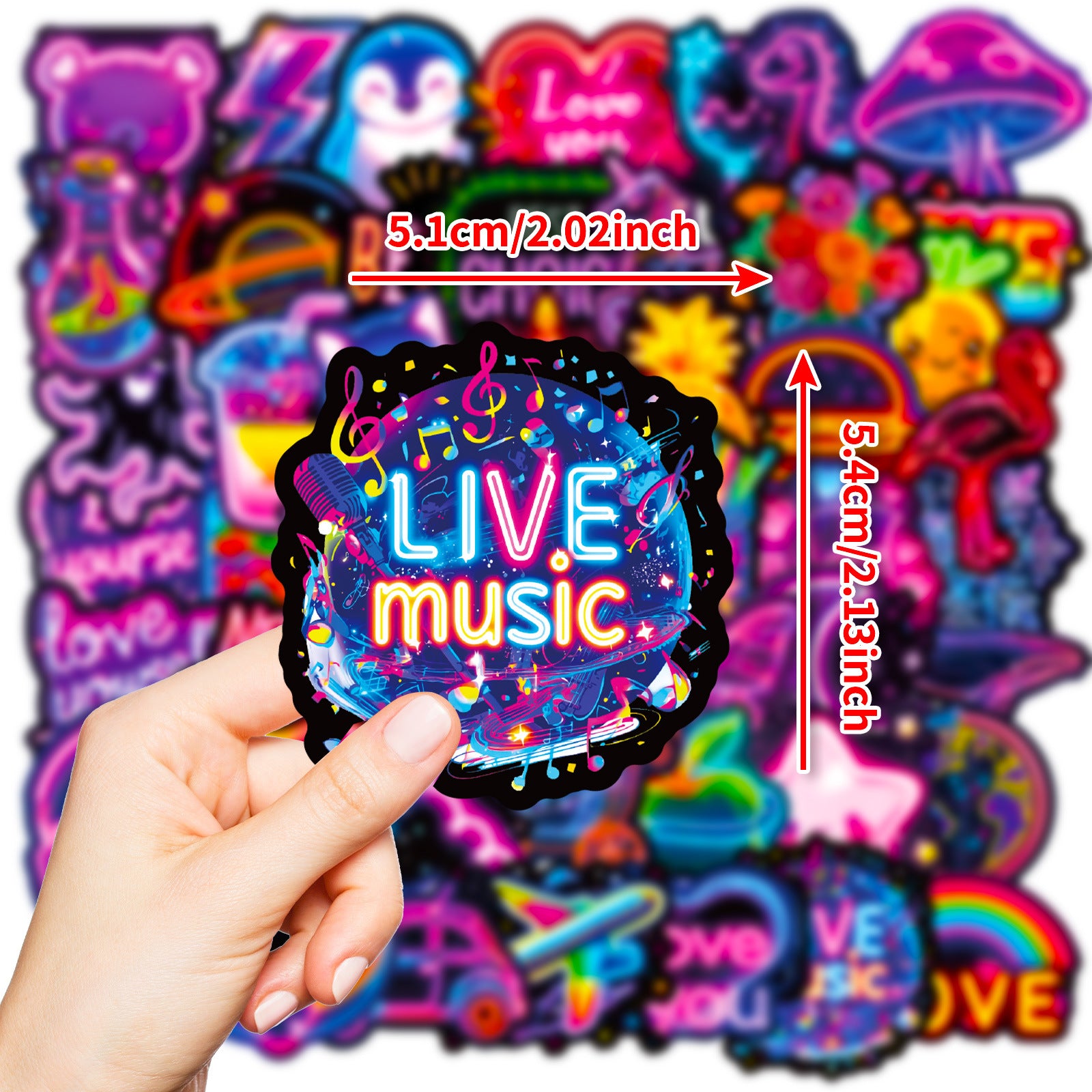 Wholesale 50 Cool Neon Pattern Cartoon Stickers