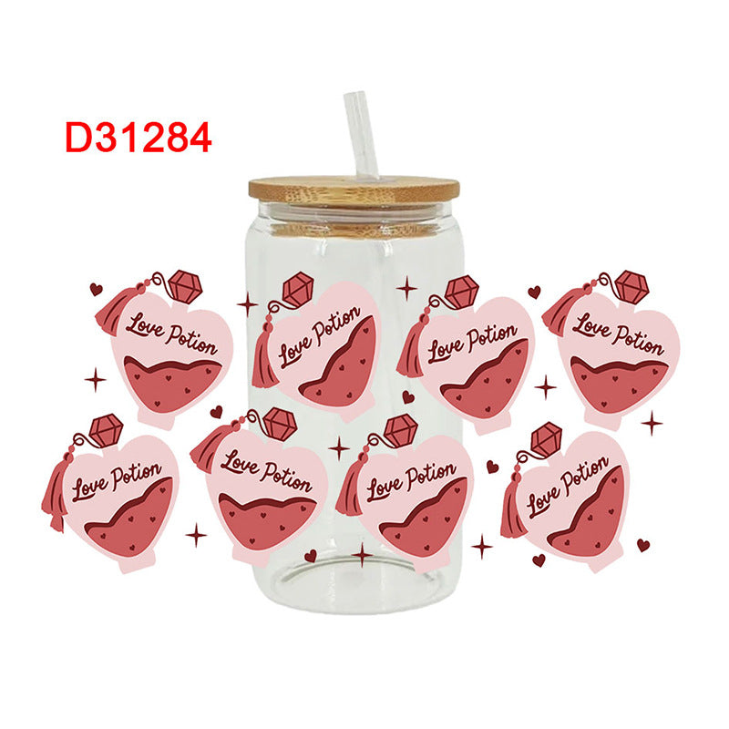 Wholesale Pink Hearts  16oz Cup UV DTF Wraps