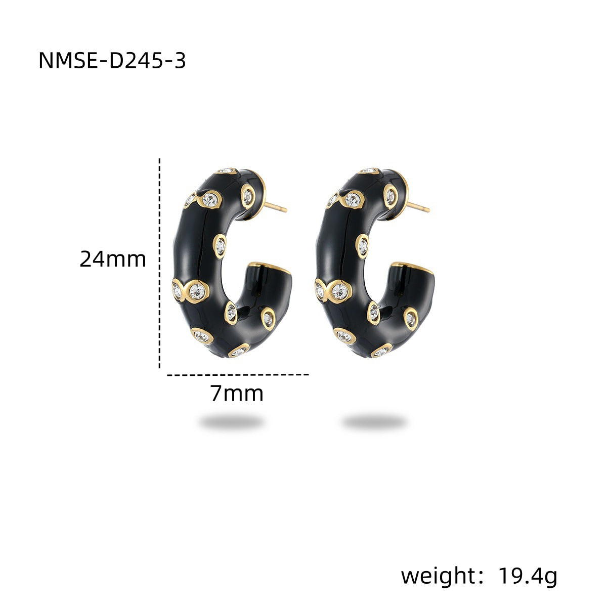 Wholesale Black heart-shaped Stainless Steel Earrings
