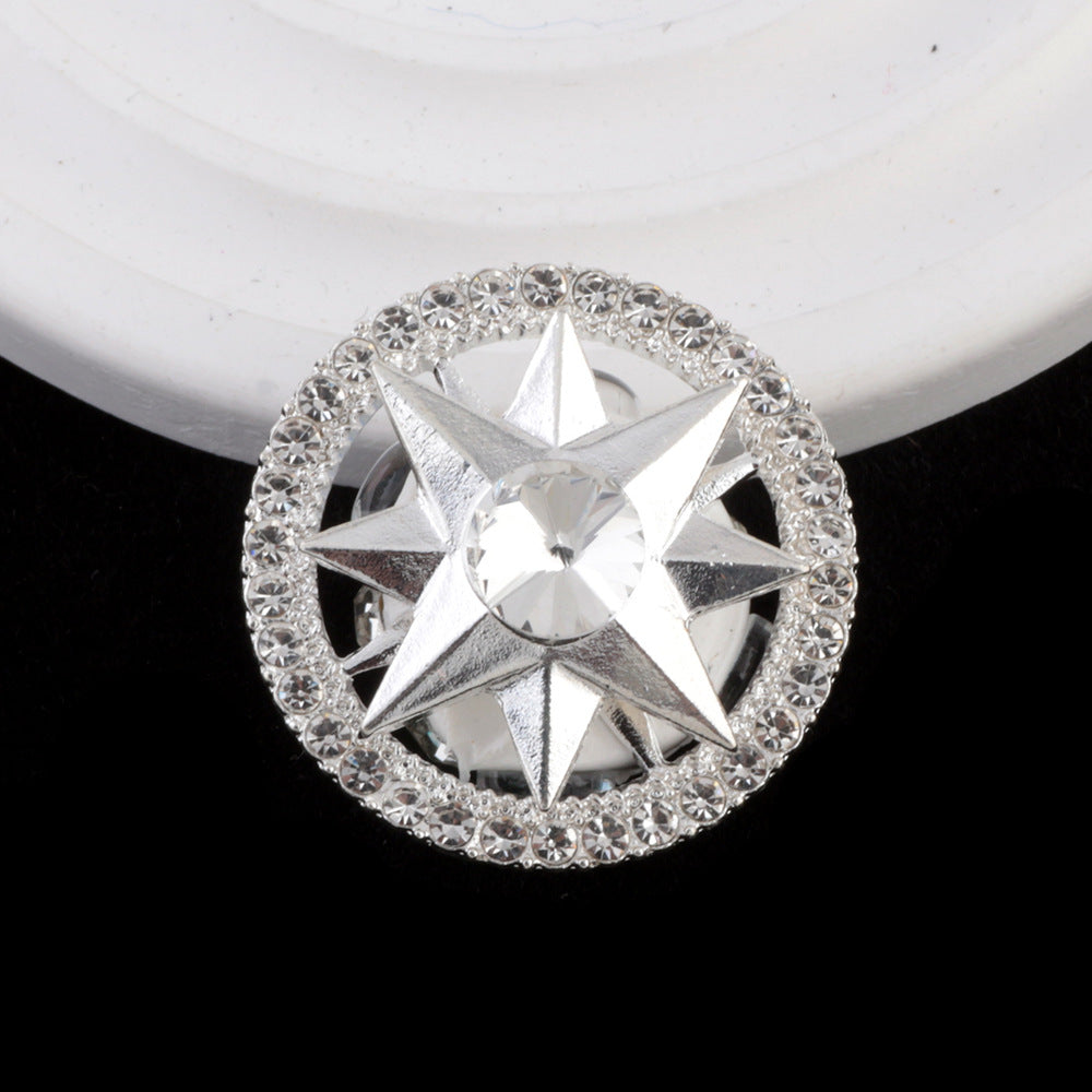 Wholesale 5pcs Diamond inlaid rotating snowflake alloy clay beads