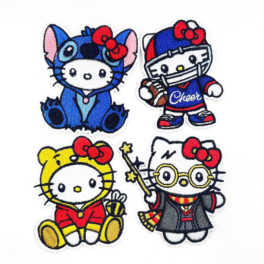 Wholesale Embroidered Cartoon Cat Patch Set 4Pcs Iron On DIY Accessory For Clothing Bags Street Magic Sports Themes OLY Exclusive
