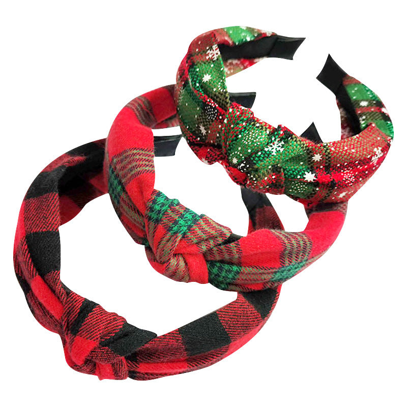 Wholesale Christmas Series Plaid Bow Cloth Headband