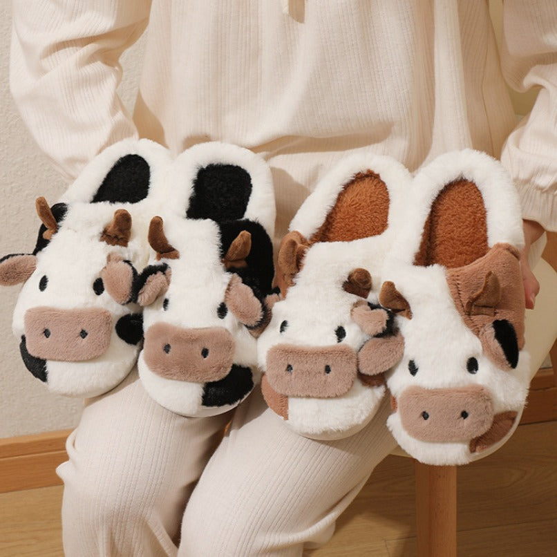 Wholesale Winter Cartoon Cow Plush Cotton Slippers
