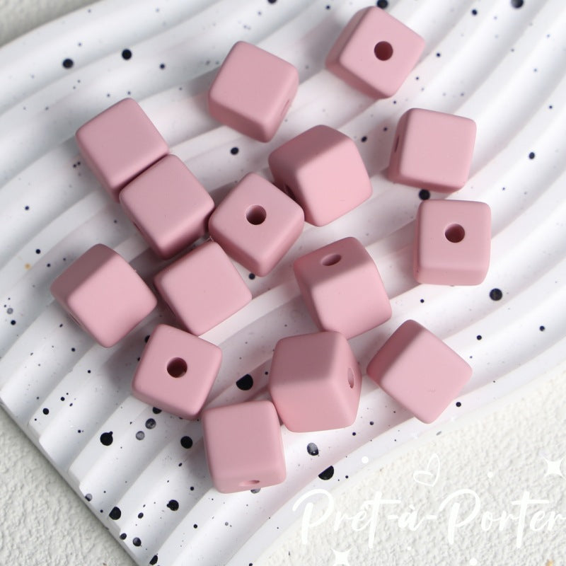 Wholesale 10pcs DIY Square Rubber Beads Macaron Color Square Beads