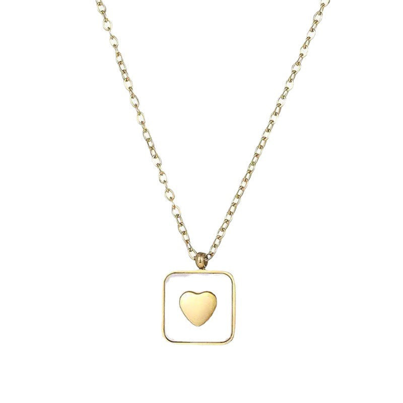 Wholesale Titanium Steel Butterfly Love Geometric Mother-of-pearl Necklace Clavicle Chain