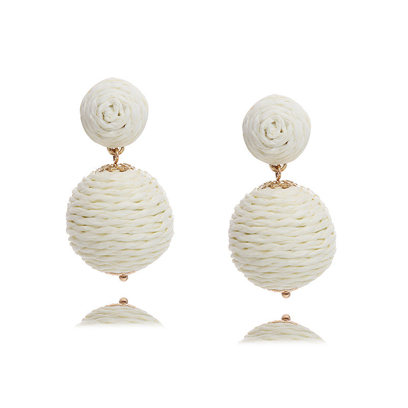 Wholesale Bohemian Handmade Wrap Ball Stud Earrings