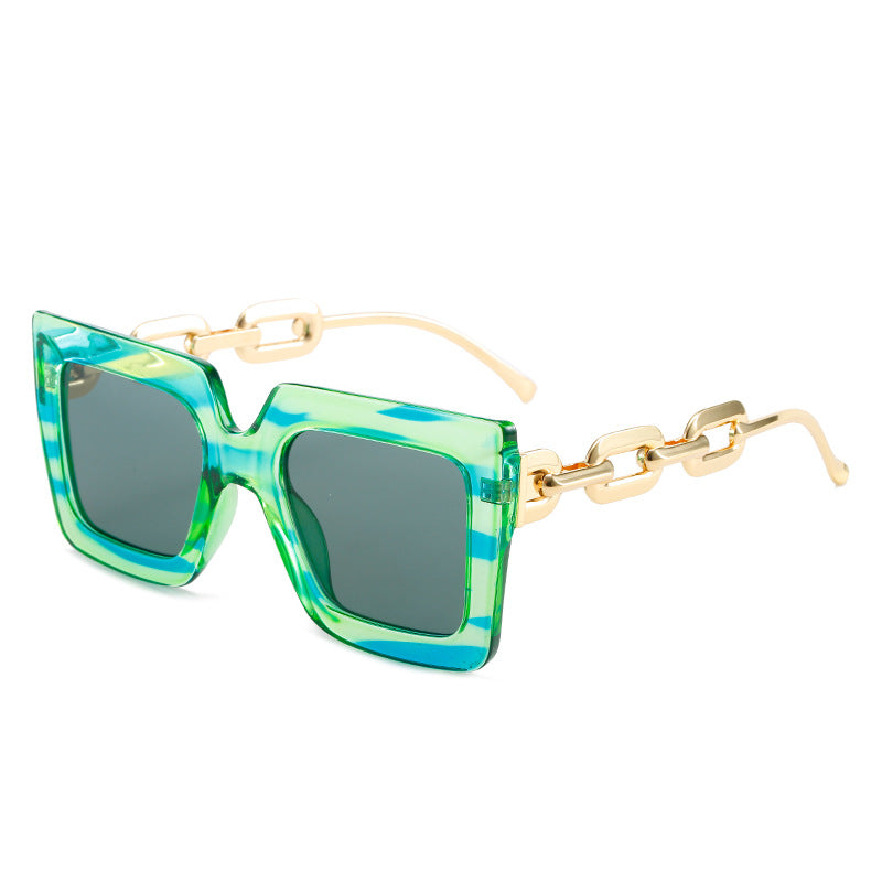 Wholesale Square Large Frame Chain Sunglasses