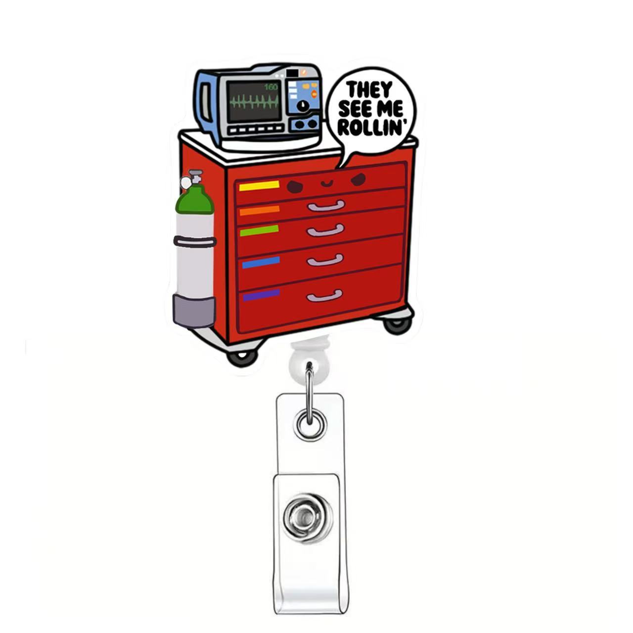 Wholesale Acrylic easy-open buckle medical name tag accessory retractable clip Badge Reels