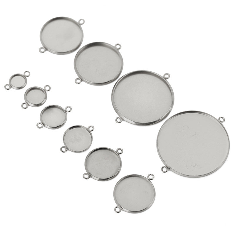 Wholesale 100PCS/PACK 6-30mm Pendant Empty Tray Stainless Steel Time Gemstone Bottom