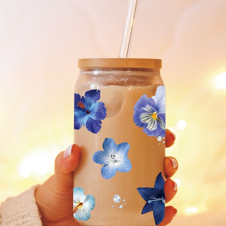 Wholesale Colorful Butterfly with Various Flowers 16oz Cup UV DTF Wraps