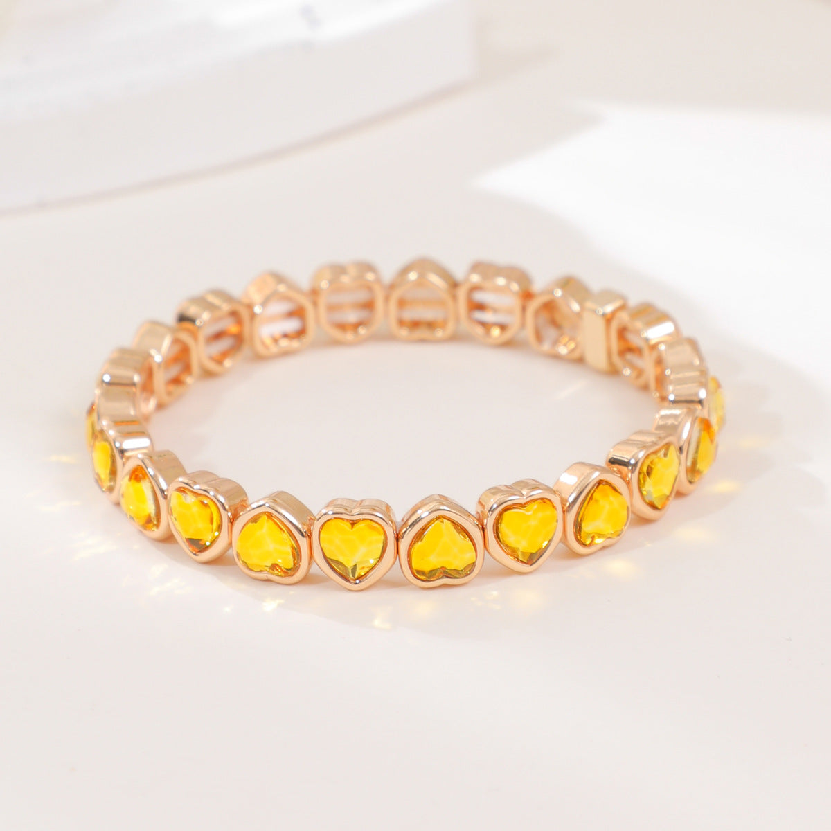 Wholesale Europe and the United States cross-border love glass diamond bracelet color heart bracelet ladies elastic bracelet fashion jewelry