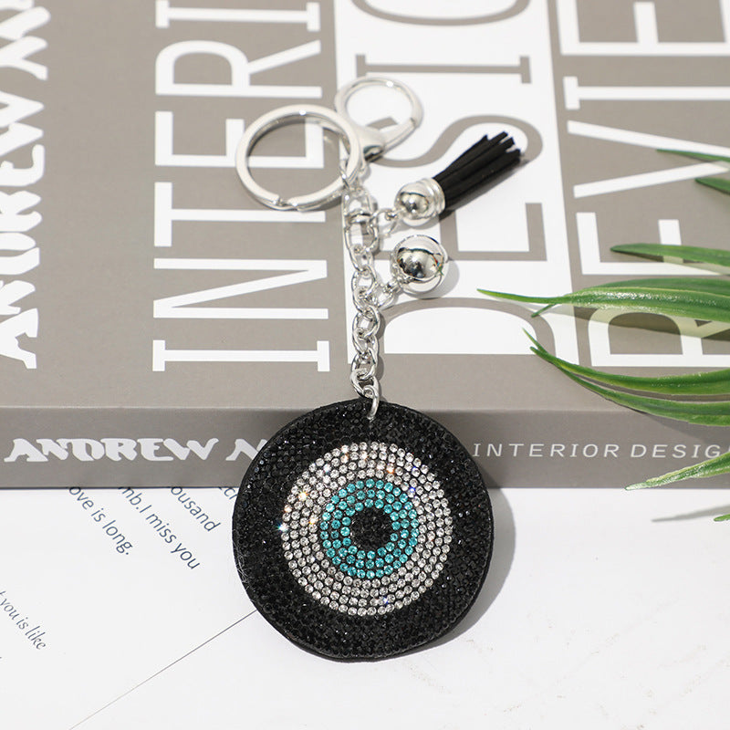 Wholesale 12pcs Diamond Devil Evil Eye Keychain Bag Tassel Pendant Key
