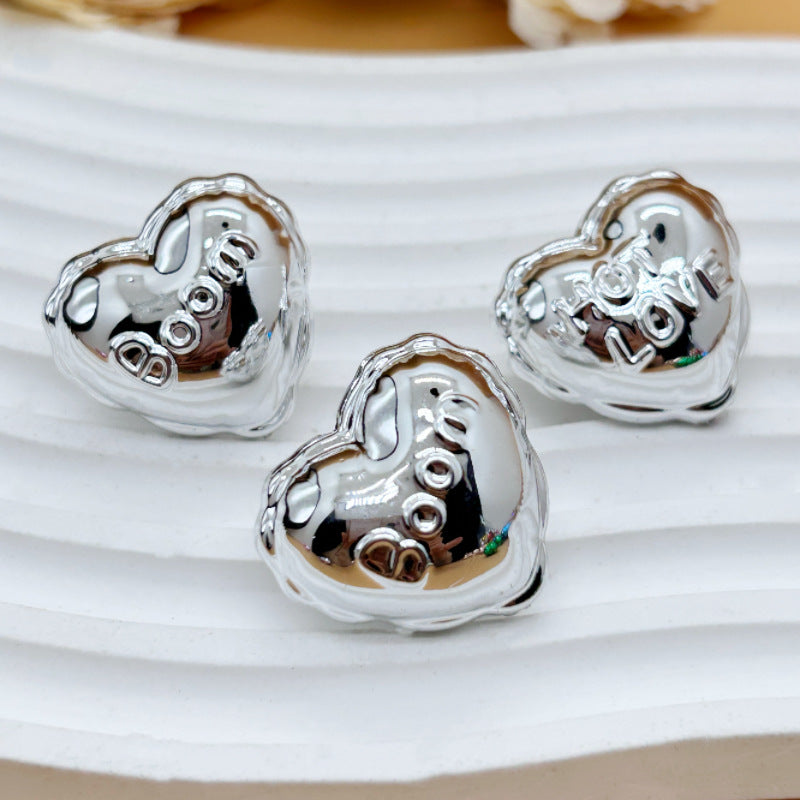 Wholesale 20pcs Acrylic Uv Plated Metal Christmas Balloon Heart  Crystal Beads